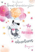 Great Granddaughter Birthday Card Let The Birthday Adventures Begin Cute Dog