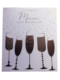 Mum Mother's Day Card Foiled Champagne Flutes Bubbles  Lovely Verse