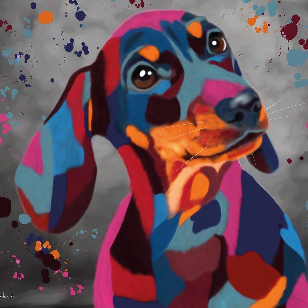 Colourful Dachshund Greeting Card 16cm x 16cm Blank Inside Modern Dog Design