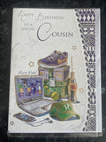 Cousin Happy Birthday Card Laptop Trainers Cap Phone Ball Gifts