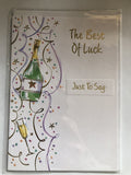 Good Luck Best Wishes Card Just To Say Champagne Streamers Stars