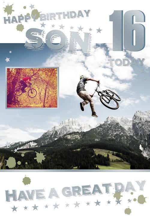 Son 16th Birthday Card 16 Today Happy Bike Design Happy Birthday