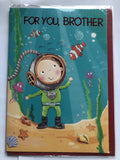 Brother Happy Birthday Card Cute Boy Diving Helmet  Fish Ahells Underwater