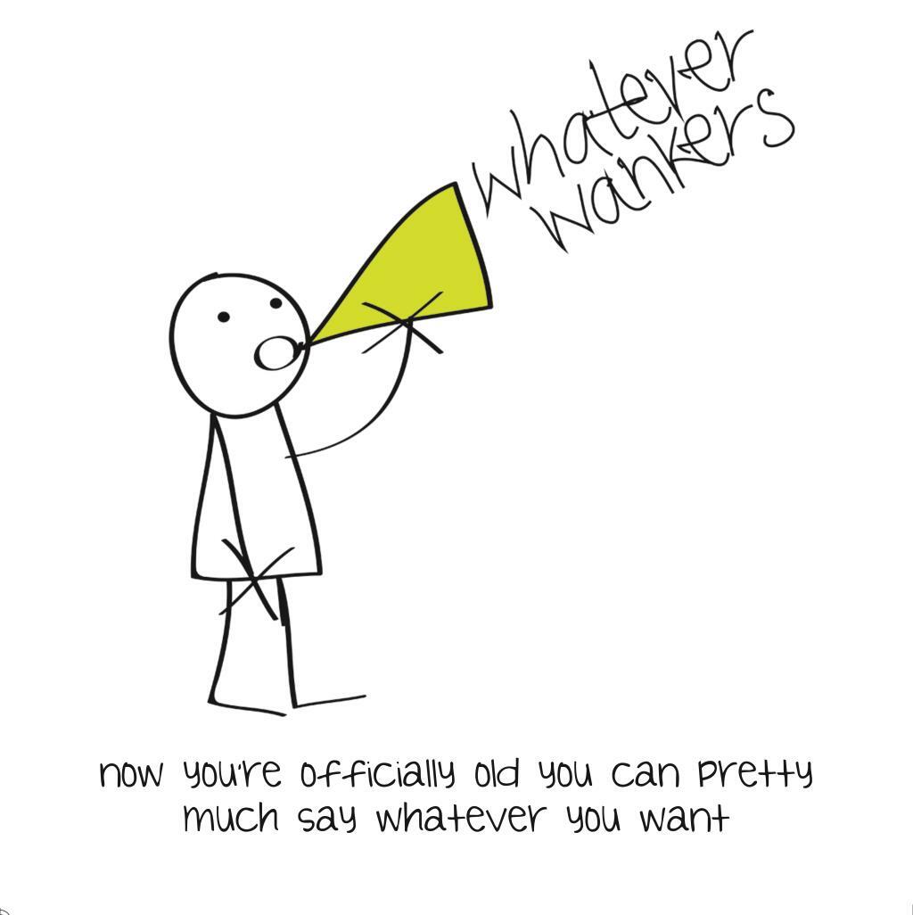 Funny Blank Greeting Card Now You're Officially Old Whatever W**ker Comic Design
