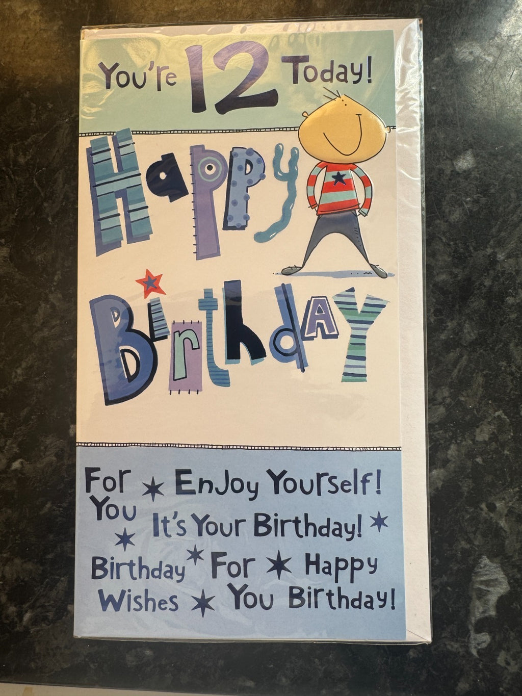 12th Birthday Card Boys You're 12 Today Twelve Cute Boy Stars Medium 13x23cm