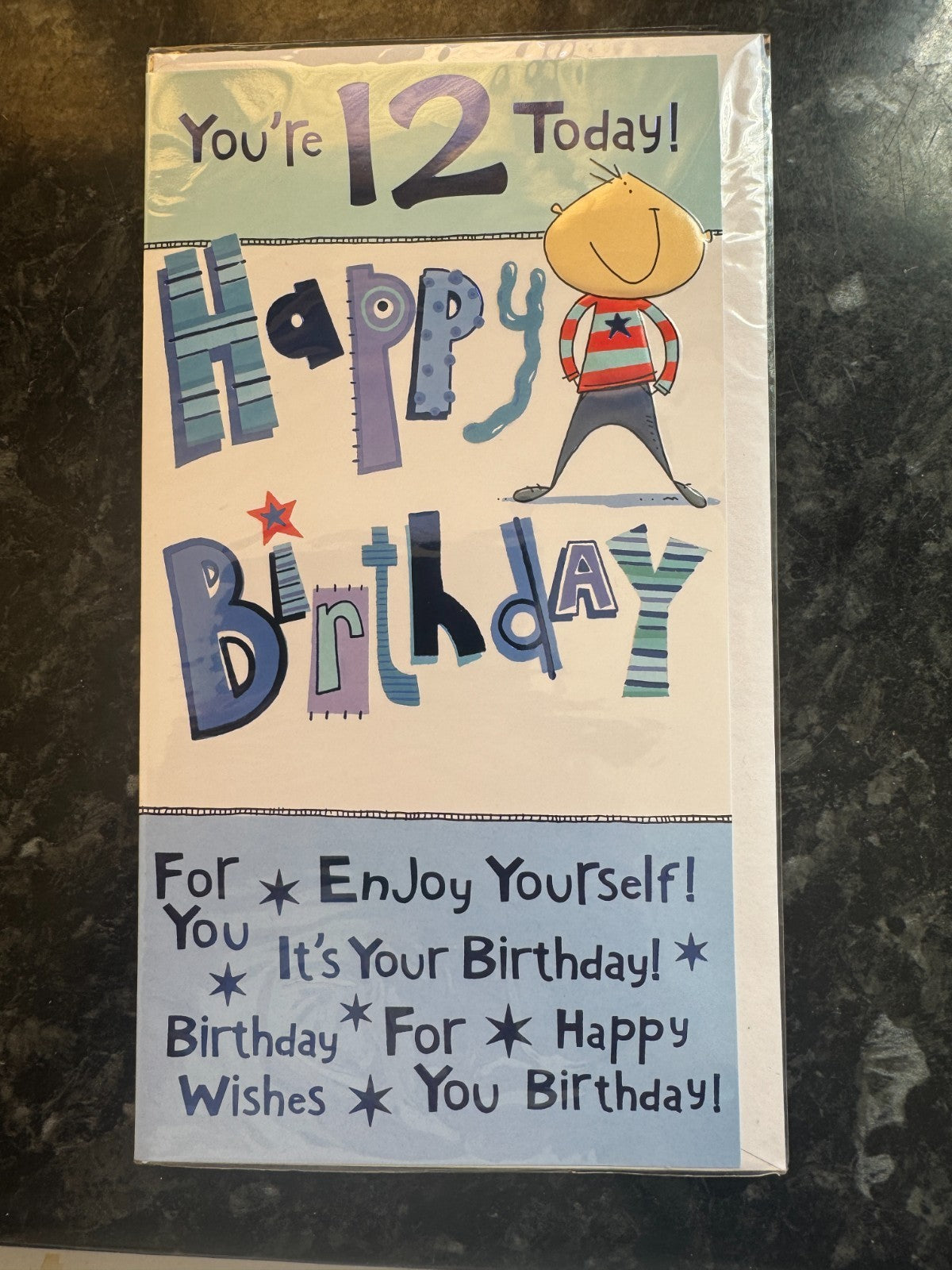 12th Birthday Card Boys You're 12 Today Twelve Cute Boy Stars Medium 13x23cm