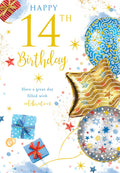 Happy 14th Birthday Card Male Foil Finish 8" x 6" Lovely Verse