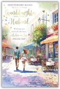 Granddaughter & Husband Anniversary Card  Romantic Street Scene  Quality Finis