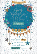 Great Grandson 18th Birthday Card - Stars & Presents - Free UK P&P