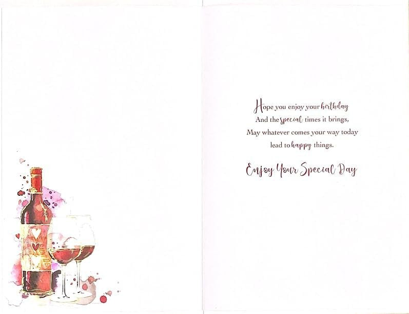 Birthday Card for Brother-in-law  Wine Bottle & Glasses  15x23cm  Colour Insert