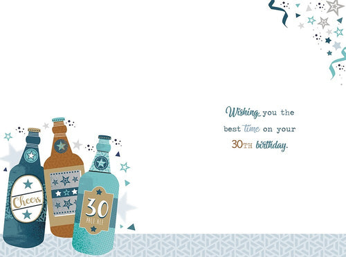 30th Happy Birthday Card Cheers & Beers to 30 Years  Beer Design