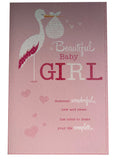 Birth Baby Girl A Beautiful Stork Design New Baby Modern Greeting Card