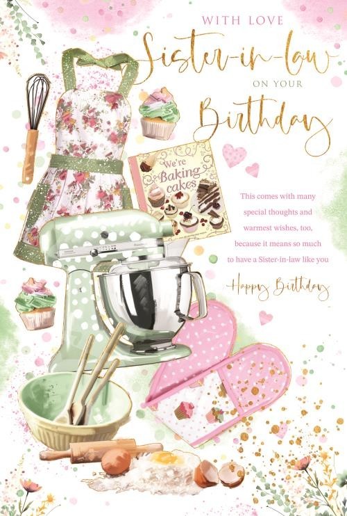 Birthday Card for Sister-in-law  Baking Theme  15x23cm  Colour Insert