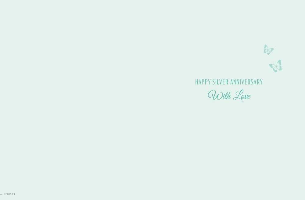 Silver 25th Anniversary Card  Classic - 8 x 6 " - Foil Embossed