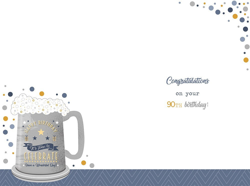 90th Happy Birthday Card Cheers & Beers to 90 Years Beer Design