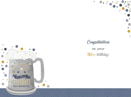 90th Happy Birthday Card Cheers & Beers to 90 Years Beer Design