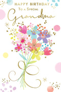 Grandma Happy Birthday Card Bright Flowers Wishes Female Lovely Verse