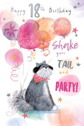 Happy 18th Birthday Card 18 Birthday Shake Your Tail and Party Cute Dog