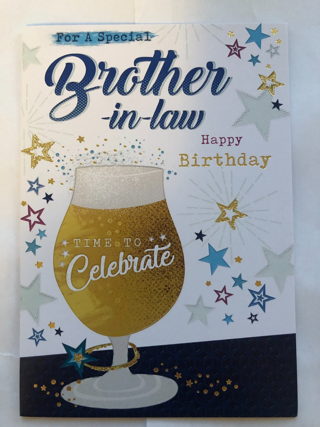 Birthday Card For Brother-in-law 13x19cm Beer Drink Glass Design Verse Inside