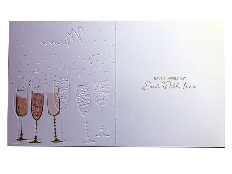 Mum Mother's Day Card Foiled Champagne Flutes Bubbles  Lovely Verse