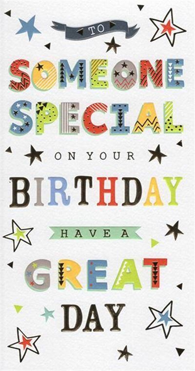 Someone Special Birthday Card Bold Word Scroll Star Design Happy Lovely Verse