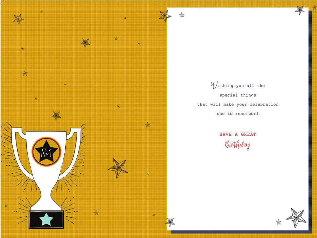 21st Happy Birthday Card  21 Today Trophy & Bunting Male Design Lovely Verse