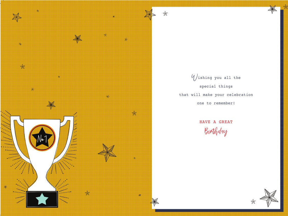 21st Happy Birthday Card  21 Today Trophy & Bunting Male Design Lovely Verse