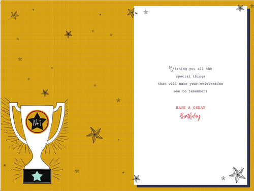 21st Happy Birthday Card  21 Today Trophy & Bunting Male Design Lovely Verse