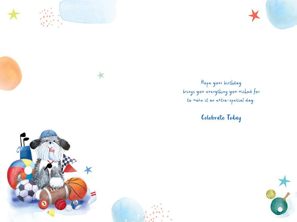 Grandson Happy Birthday Card Let The Fun And Games Begin Cute Dog