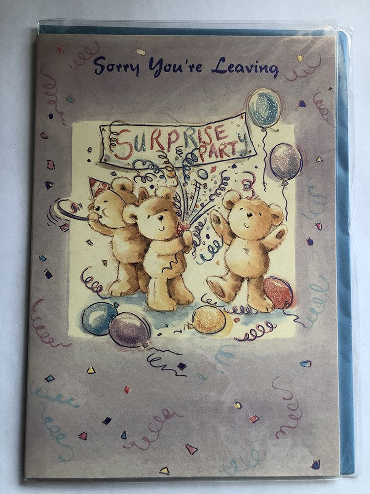 Sorry You're Leaving Card 3 Bears Surprise Party Sign Balloons & Streamers