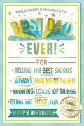 Birthday Card for Dad  Best Dad Ever Certificate  15x23cm  Colour Insert
