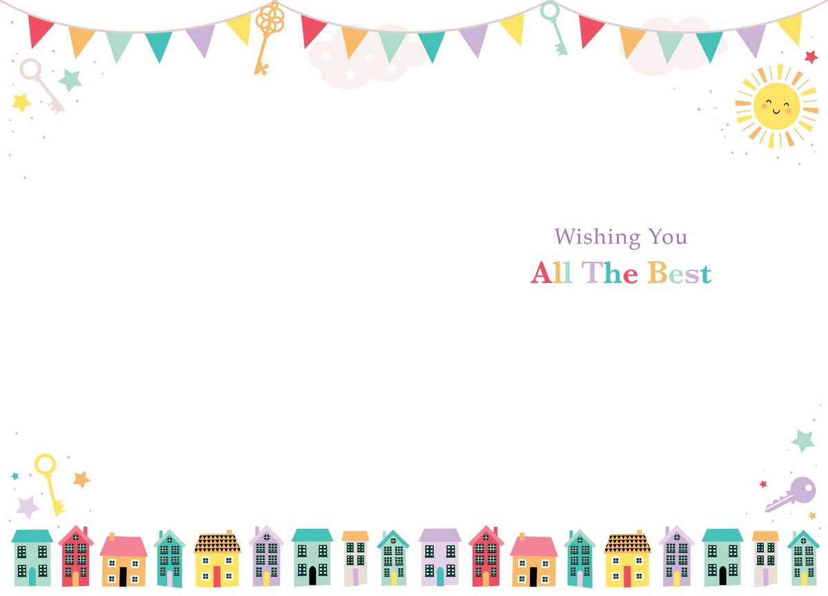 New Home Card Keys House Bunting Foil Finish Lovely Verse