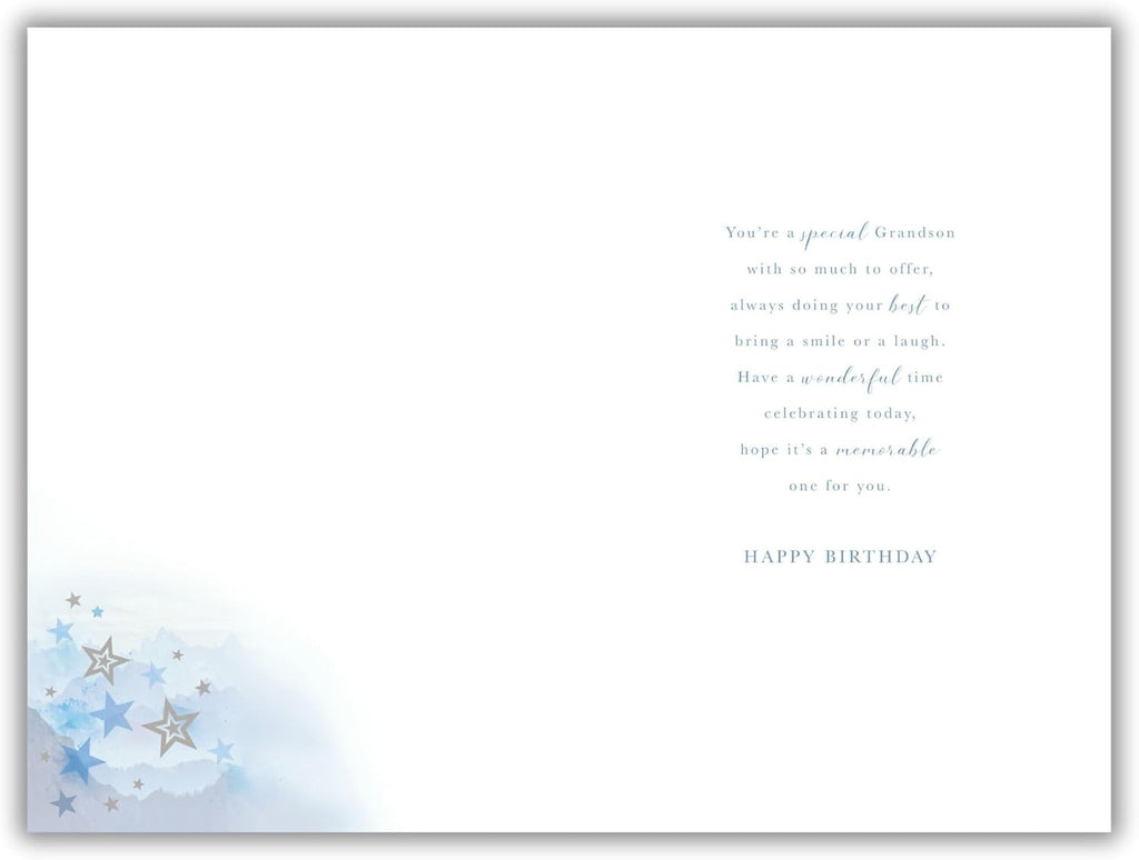 Grandson Birthday Card Starry Sky & Hand-in-Hand Design Quality Finish  15x23cm