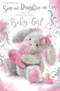 A Special Son & Daughter In Law On The Birth Of Your Baby Girl Heart Design Card