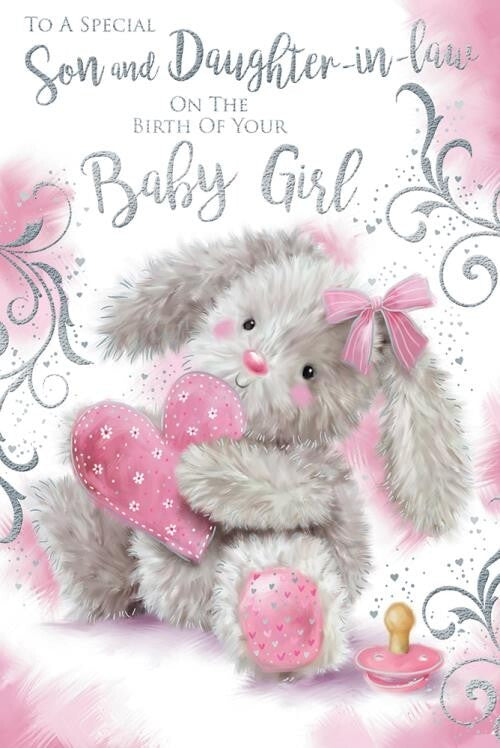 A Special Son & Daughter In Law On The Birth Of Your Baby Girl Heart Design Card