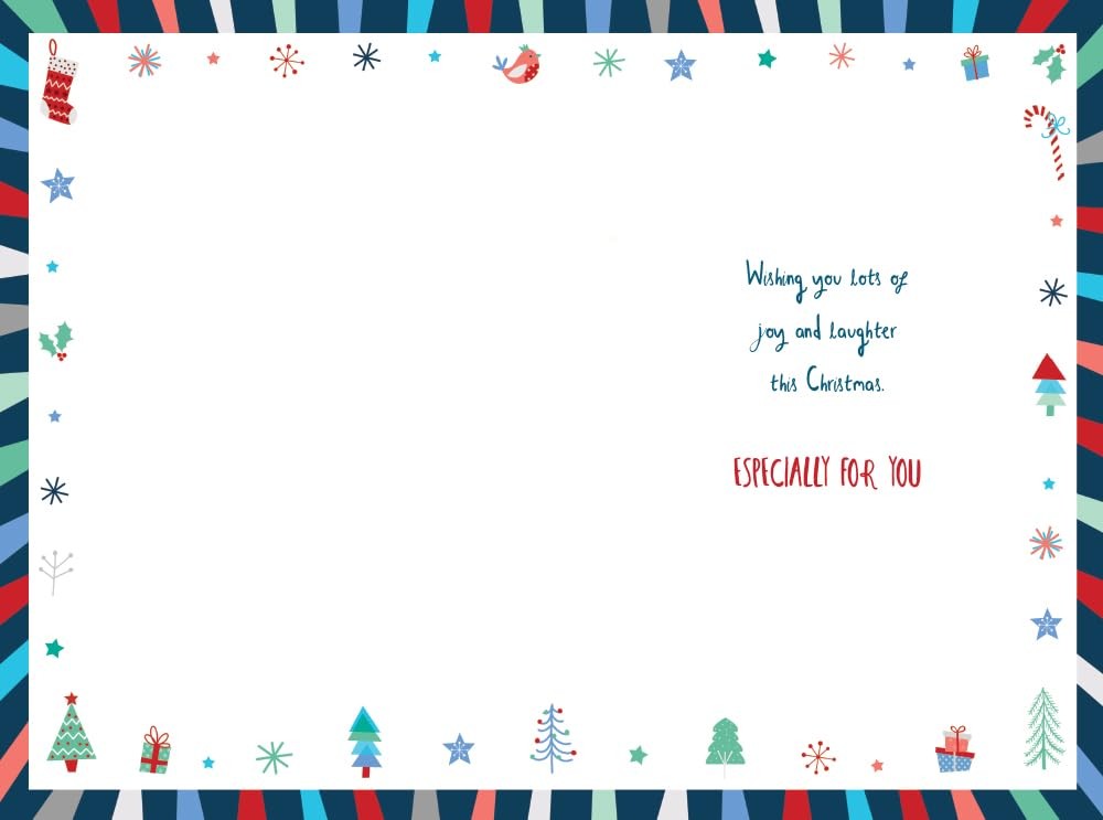 Son Christmas Card Modern Tree Holly Candy Canes 9" x 6" Lovely Verse