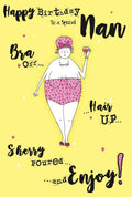 Nan Happy Birthday Card Bra Off Hair Up Drink Poured Witty Funny