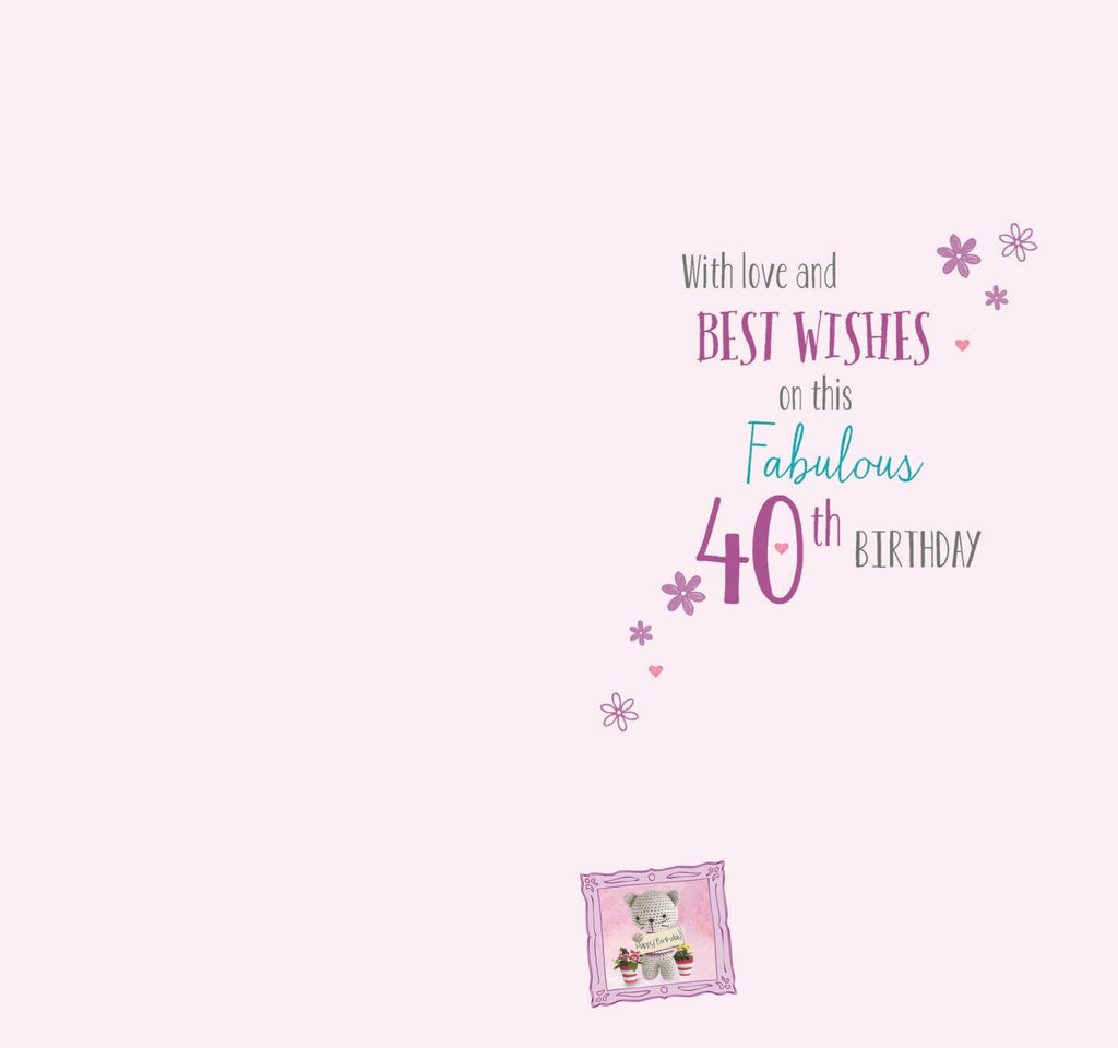 40th Happy Birthday Card 40 Today Sending Special Wishes Teddy Design Bright