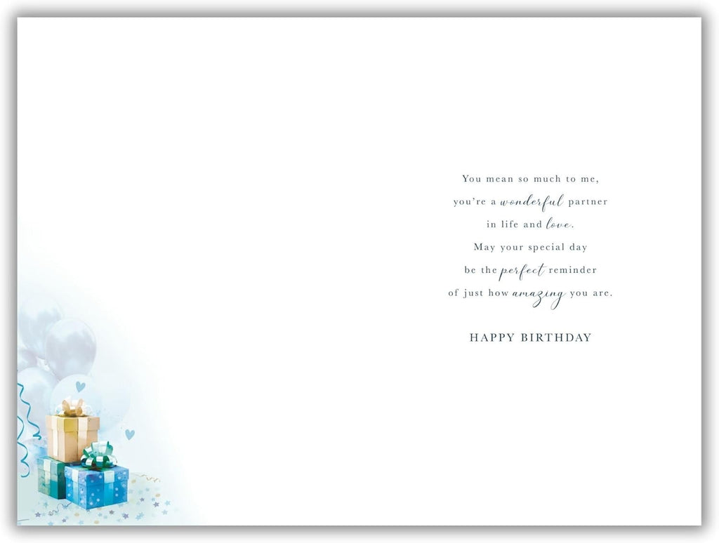 Special Partner Birthday Card Champagne & Balloon Design Quality Finish 15x23cm