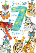 Grandson 7th Birthday Card Age 7 Tigers 9" x 6" Lovely Verse