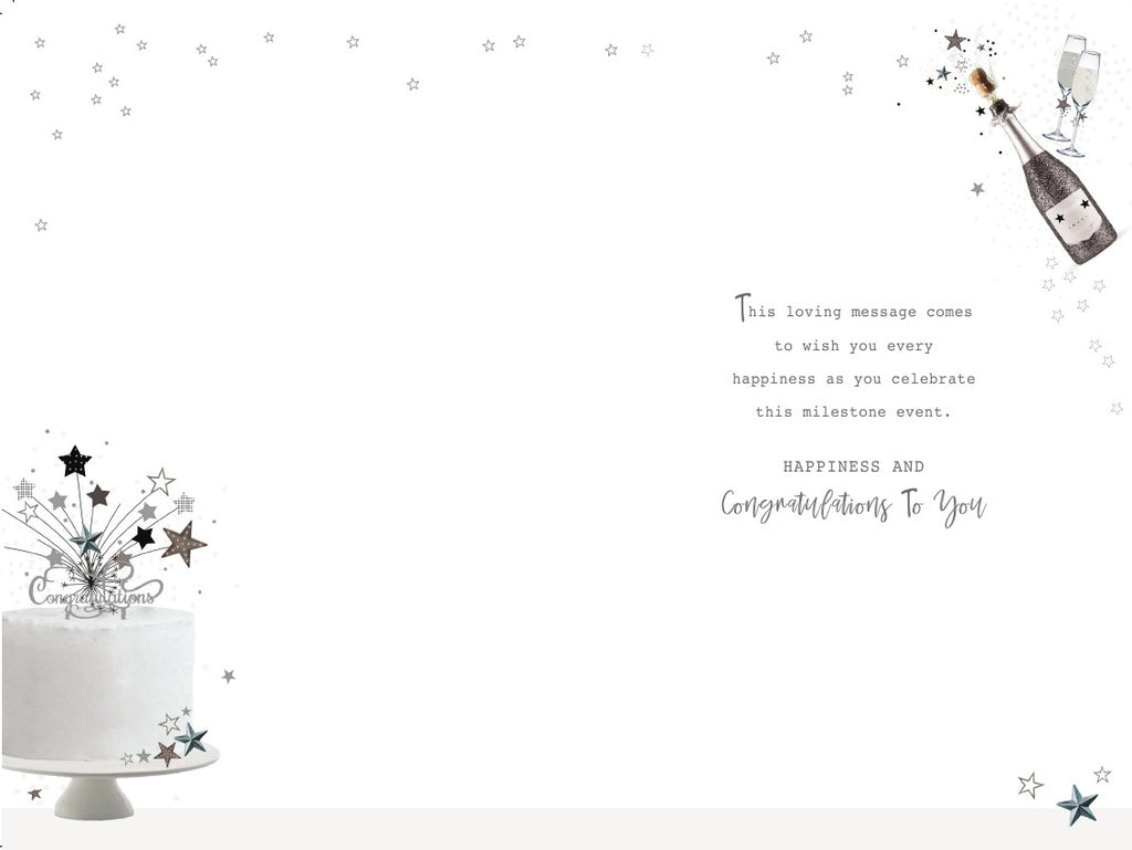 25th Silver Anniversary Card Happy Champagne Cake Bunting Design Lovely Verse