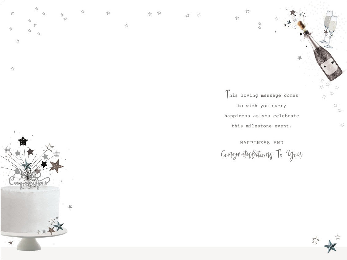 25th Silver Anniversary Card Happy Champagne Cake Bunting Design Lovely Verse