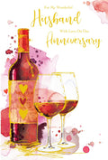 Husband Anniversary Card Red Wine Foil Finish Lovely Verse