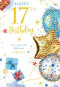 Happy 17th Birthday Card Male Foil Finish 8" x 6" Lovely Verse