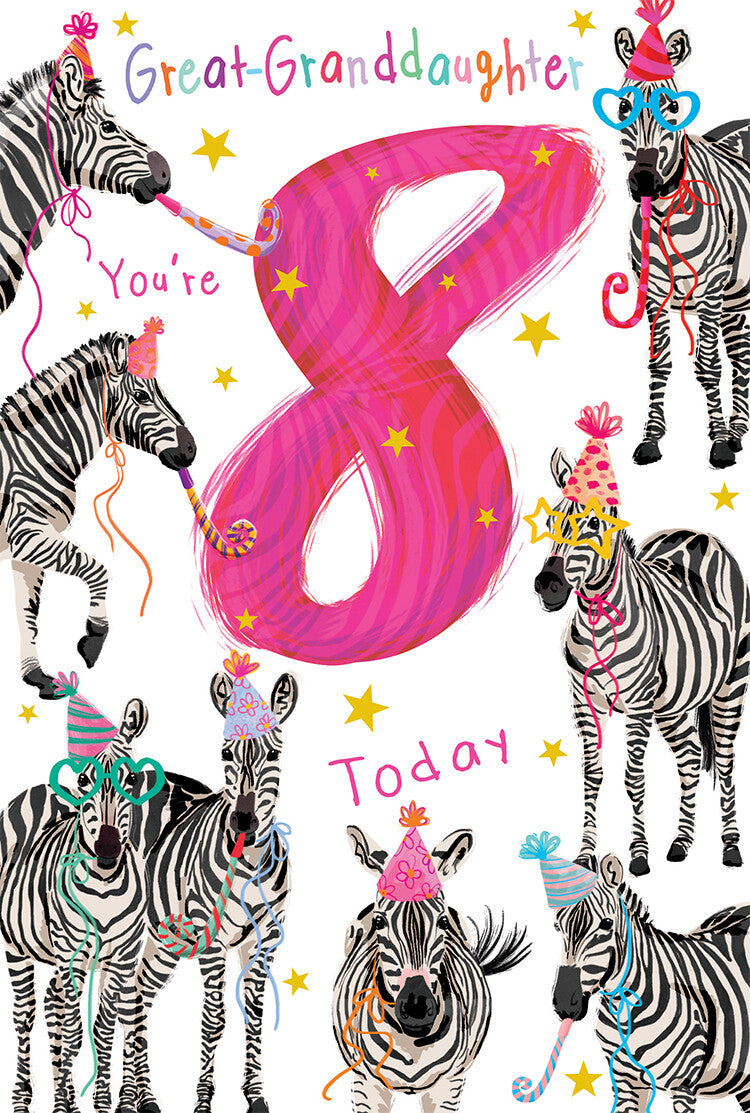Great Granddaughter 8th Birthday Card Age 8 Fox 9" x 6" Lovely Verse