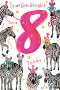 Great Granddaughter 8th Birthday Card Age 8 Fox 9" x 6" Lovely Verse