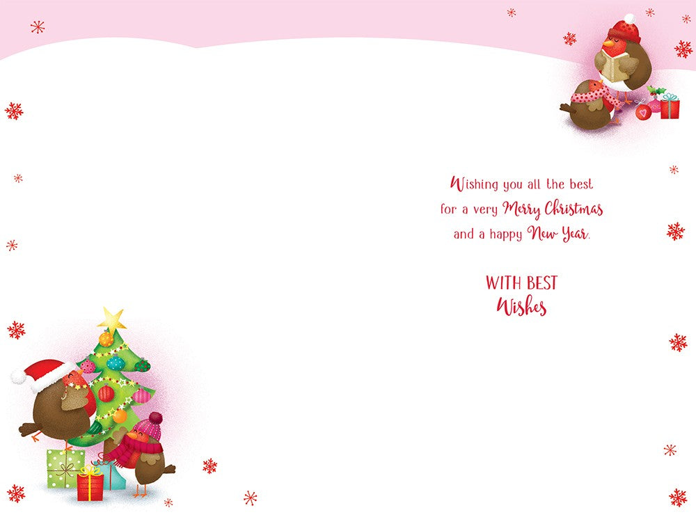 Mummy Christmas Card Cute Robin Tree Stockings 9" x 6" Lovely Verse