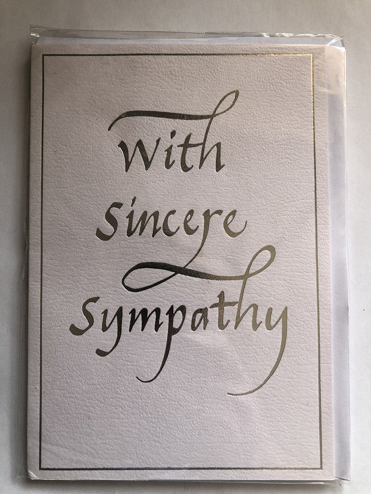 With Sympathy Condolence Card Sincere Italic Silver Foil Words