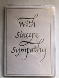 With Sympathy Condolence Card Sincere Italic Silver Foil Words