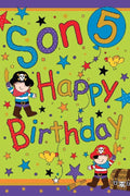 Son 5th Birthday Card 5 Pirates Stars & Balloon Design Happy  Lovely Verse